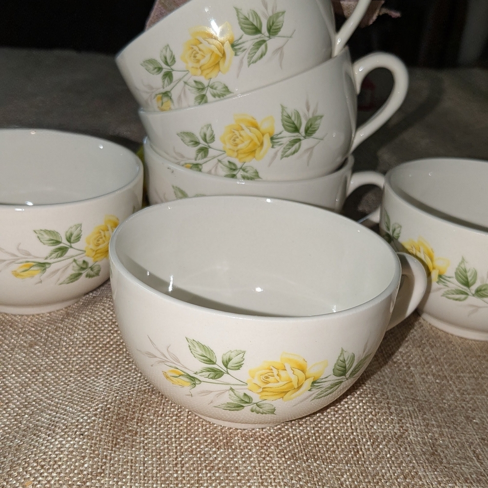 Vintage Teacup Set with Yellow Rose Design
